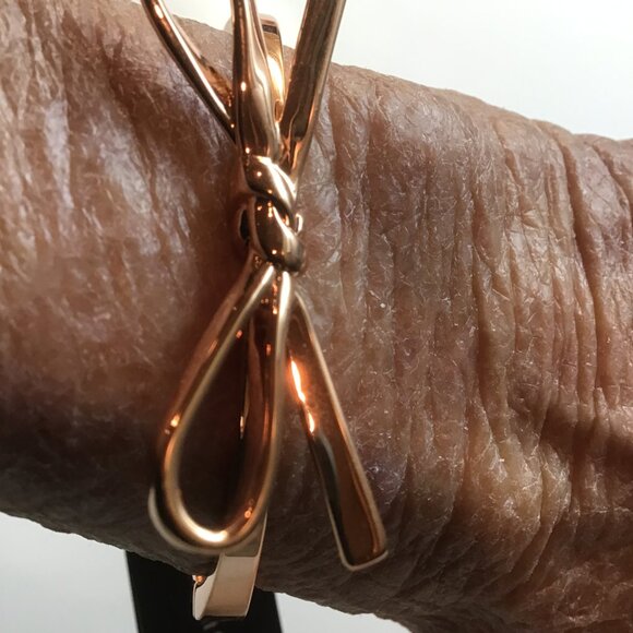 Kate Spade New Rose Gold Bow Hinged Cuff Bracelet - Picture 2 of 3